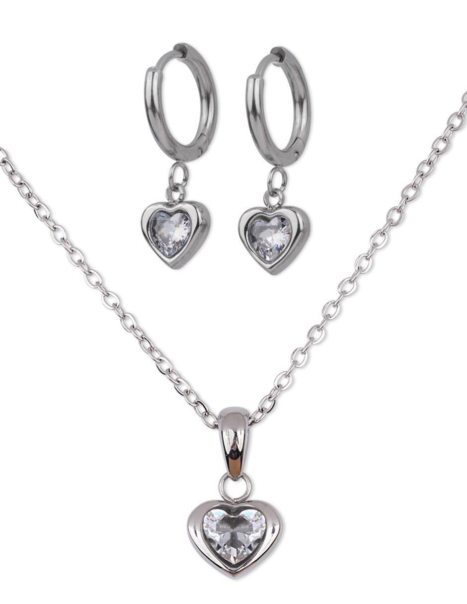 Aretes y collar "de (si aplica)" corazón luckyly set de joyería sin temática "de" acero inoxidable sin kilataje zirconia cúbica