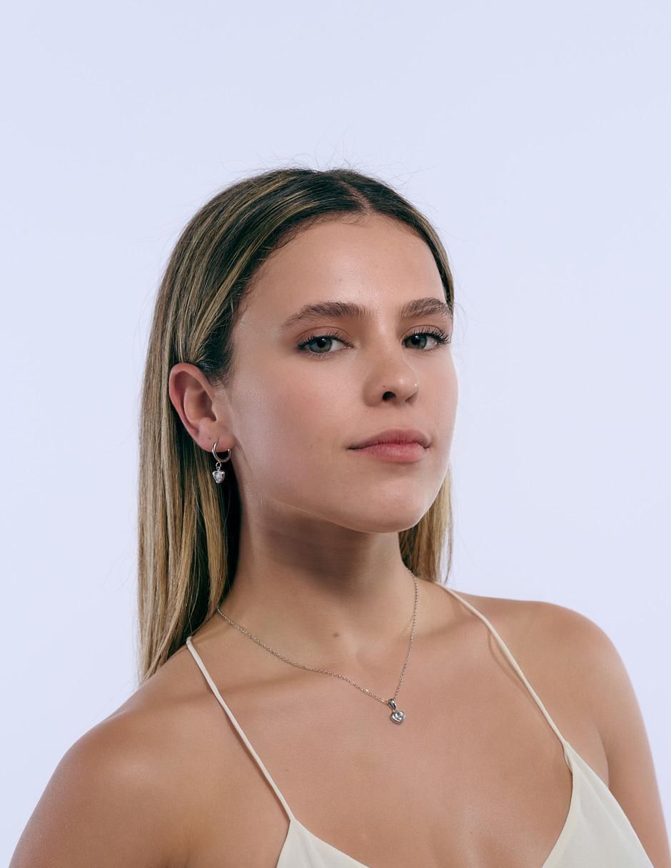 Aretes y collar "de (si aplica)" corazón luckyly set de joyería sin temática "de" acero inoxidable sin kilataje zirconia cúbica