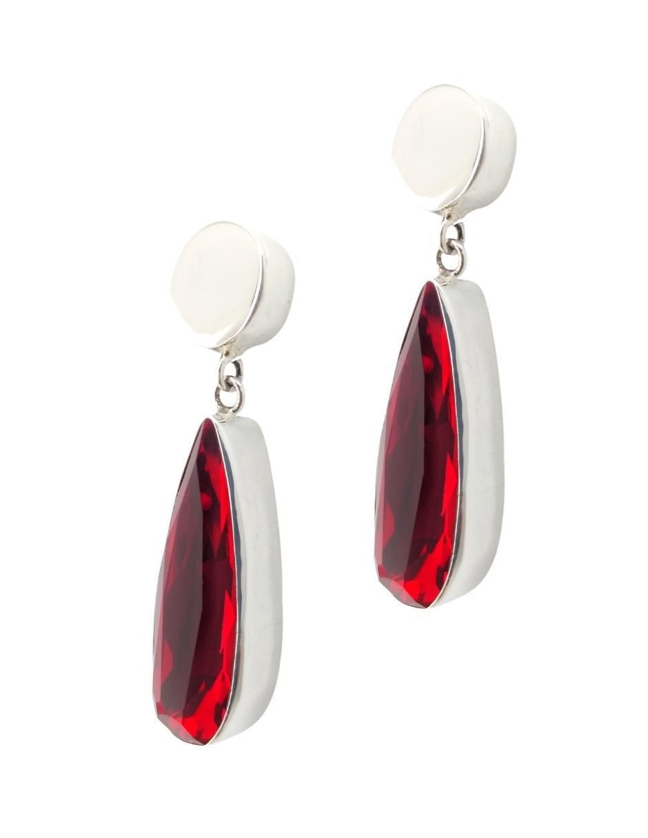 Aretes de gota de plata P 925 con acabado brillante cristal 3