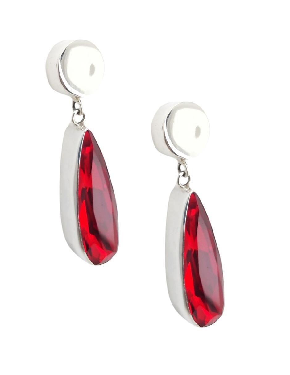 Aretes de gota de plata P 925 con acabado brillante cristal 4