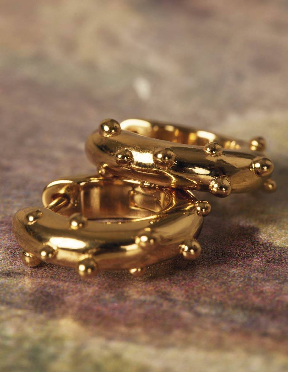 Aretes redondos Dragonfly con acabado baño de oro 3
