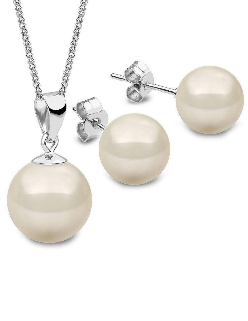 Aretes y collar circulares Pearls de plata P925 cristal