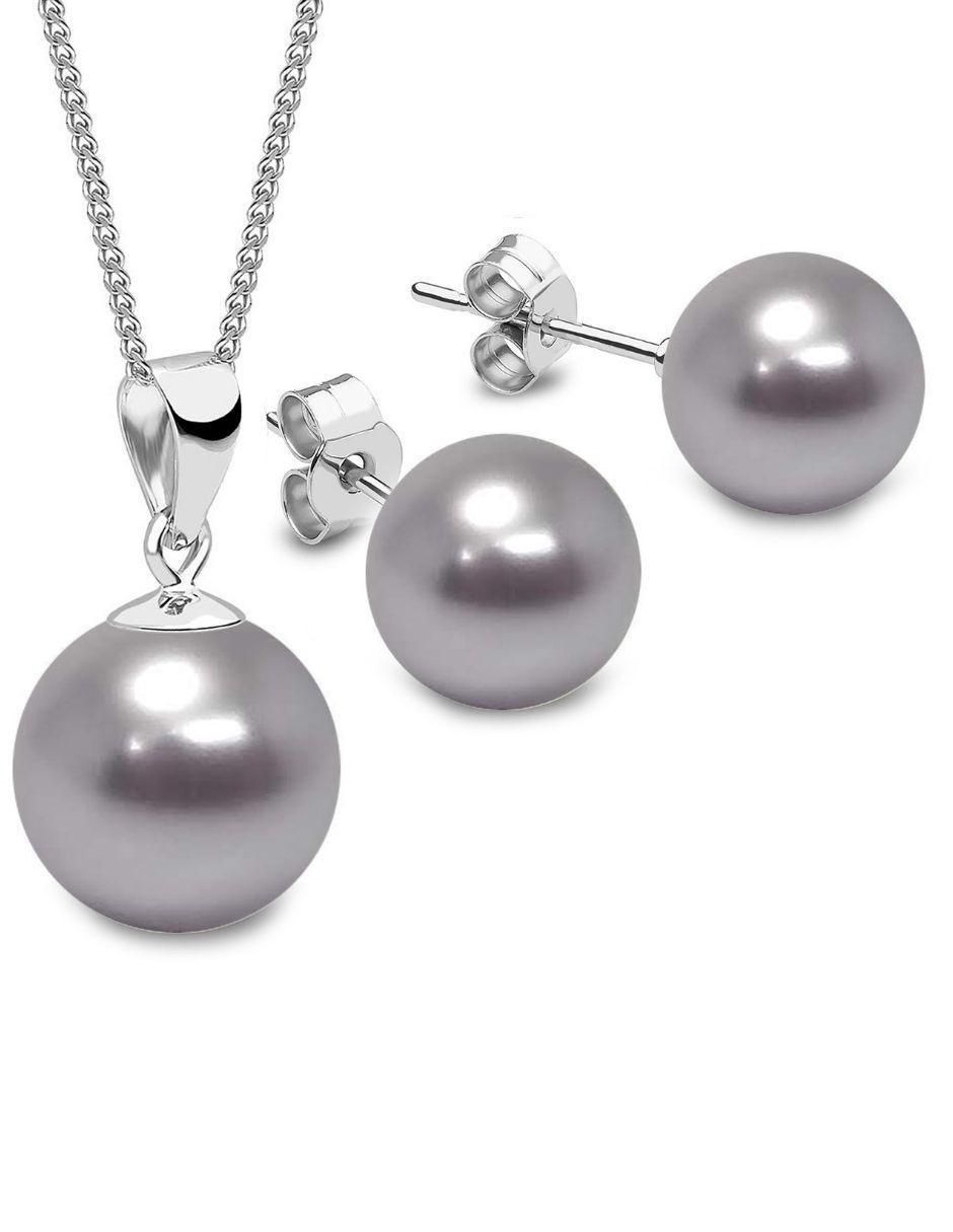Aretes y collar circulares Pearls de plata P925 cristal