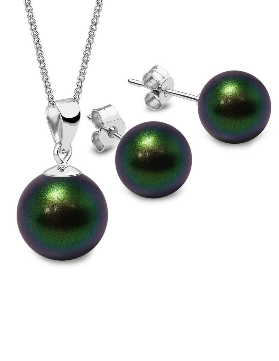Aretes y collar circulares Pearls de plata P925 cristal Aretes y collar circulares Pearls de plata P925 cristal