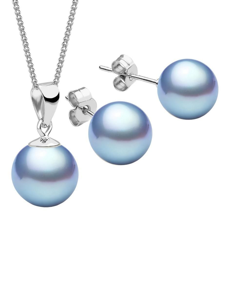 Aretes y collar circulares Pearls de plata P925 cristal