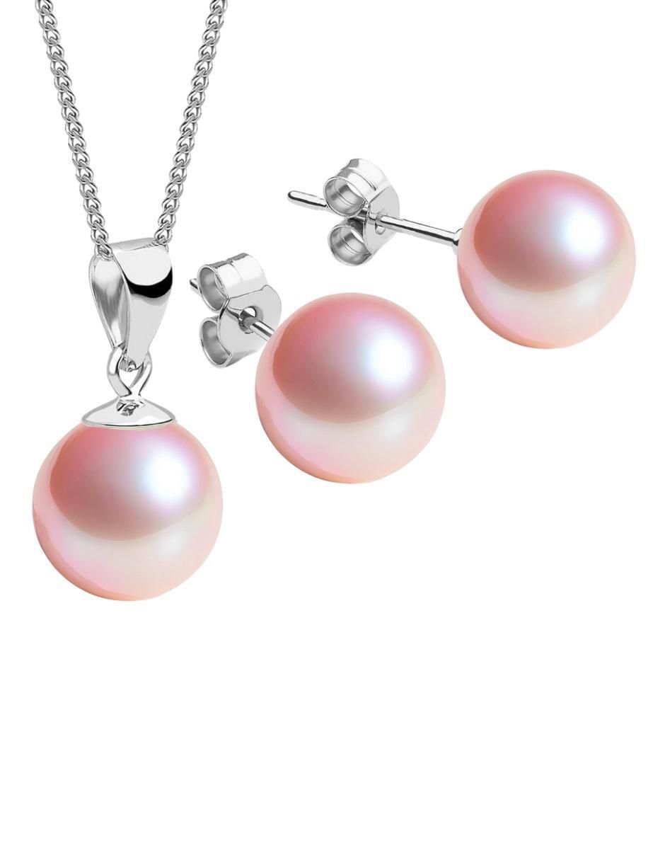 Aretes y collar circulares Pearls de plata P925 cristal