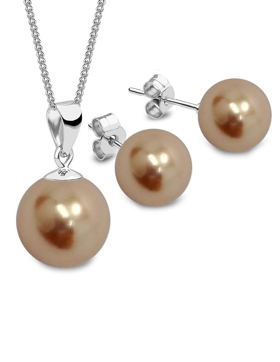 Aretes y collar circulares Pearls de plata P925 cristal Aretes y collar circulares Pearls de plata P925 cristal
