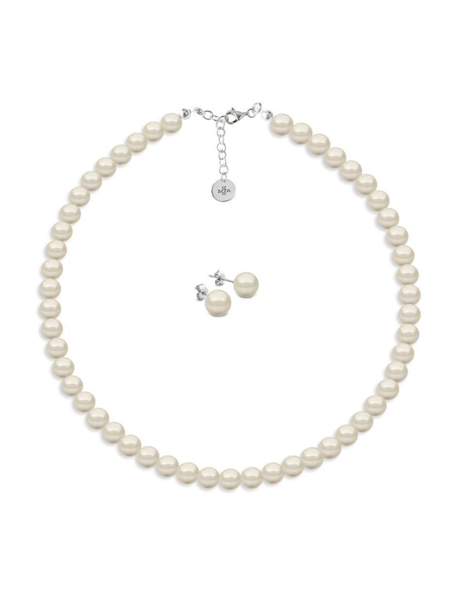 Aretes y collar circulares Pearls de plata P925 cristal