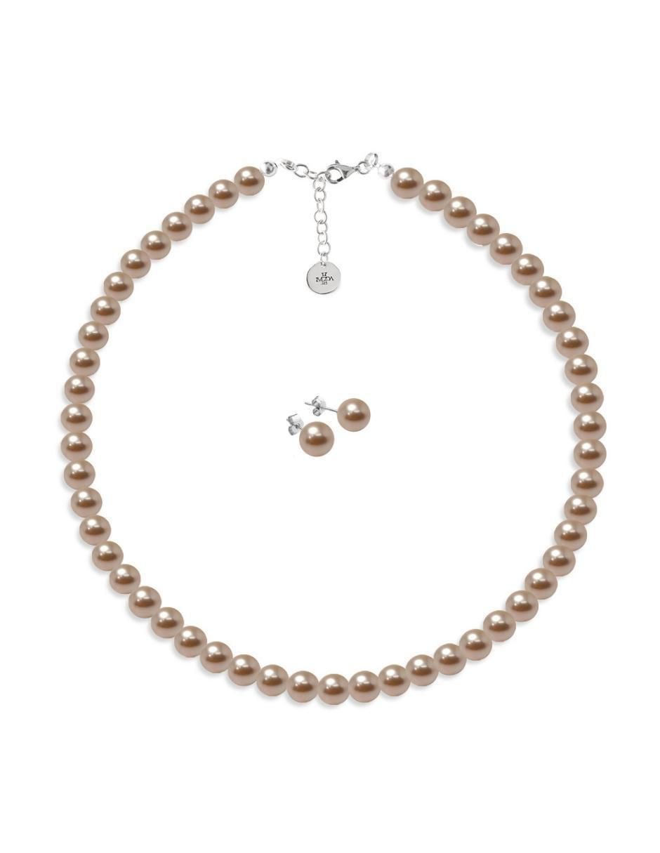 Aretes y collar circulares Pearls de plata P925 cristal