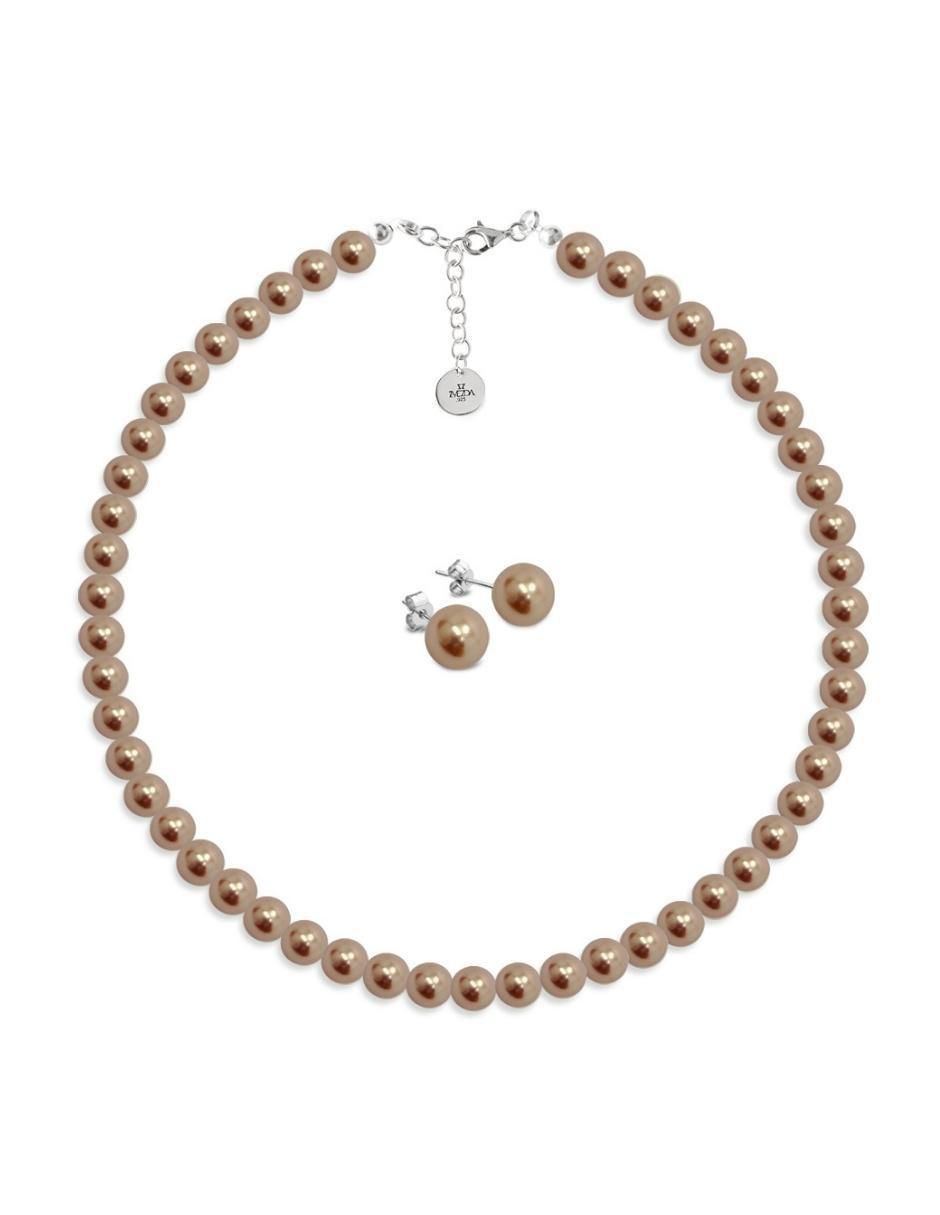 Aretes y collar circulares Pearls de plata P925 cristal Aretes y collar circulares Pearls de plata P925 cristal