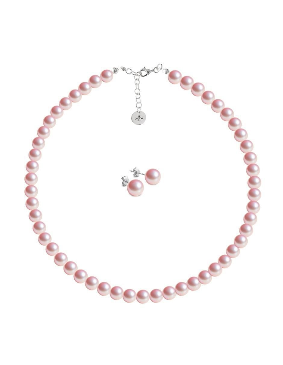 Aretes y collar circulares Pearls de plata P925 cristal