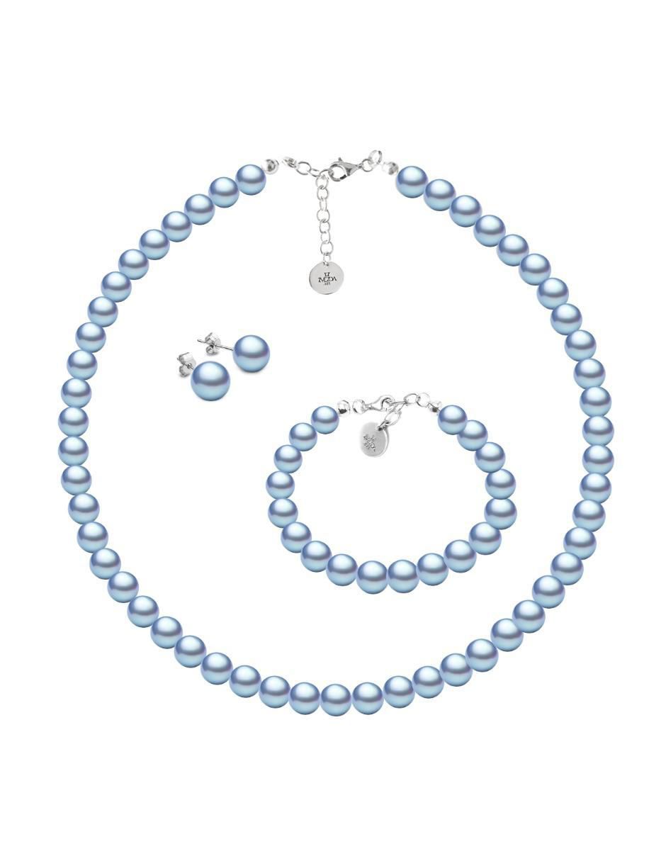 Aretes, collar y pulsera circulares Pealrs de plata P925 cristal