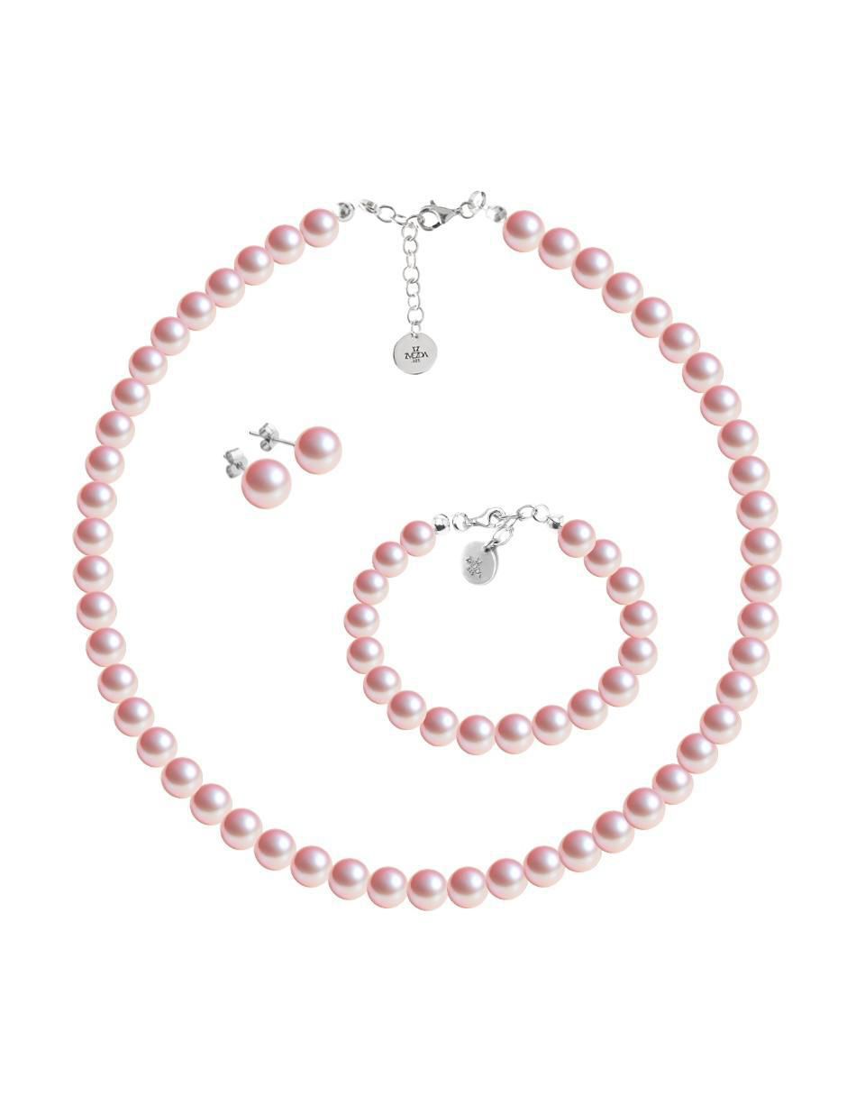 Aretes, collar y pulsera circulares Pealrs de plata P925 cristal