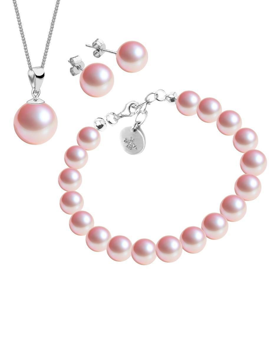 Aretes, collar y pulsera circulares Pearls de plata P925 cristal