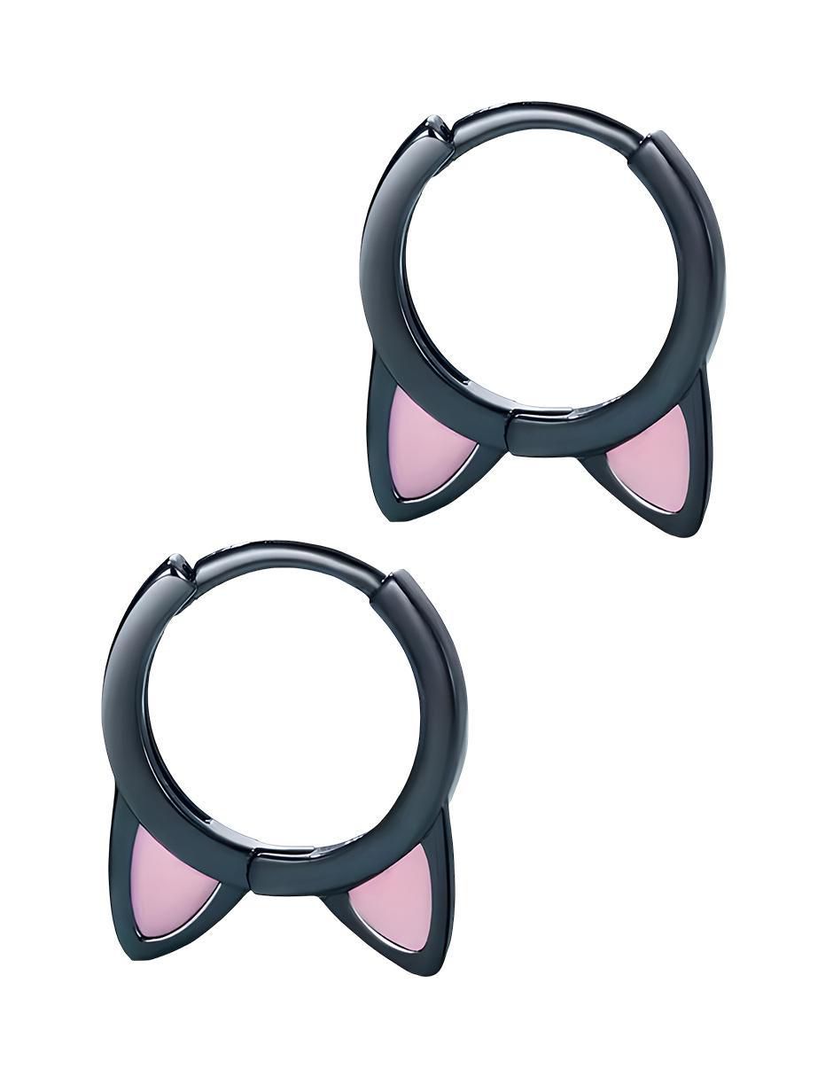 Aretes de gato de plata P 925 con acabado baño rodio 1