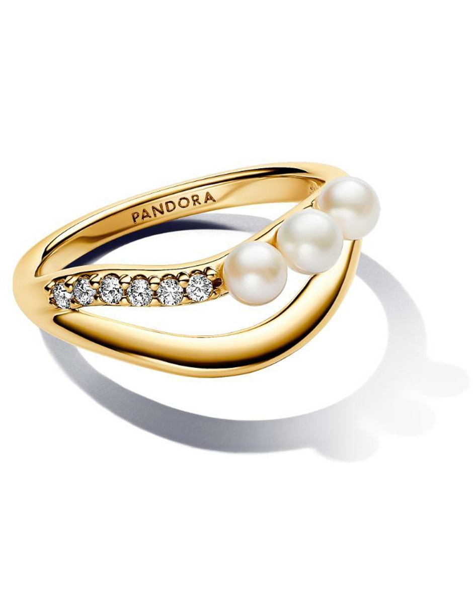Anillo Essence de plata P 925 perla con acabado baño de oro
