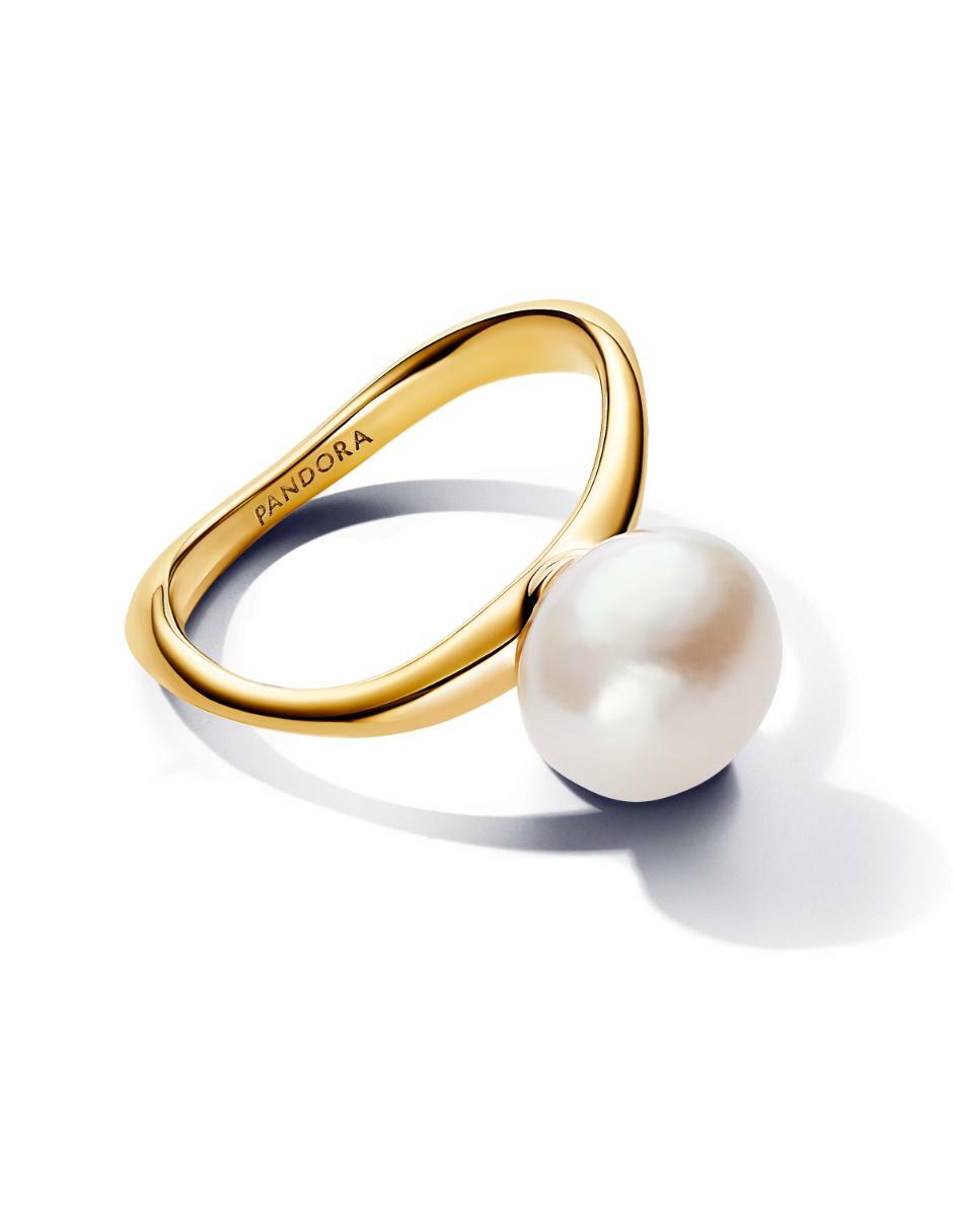Anillo Essence de plata P 925 perla con acabado baño de oro