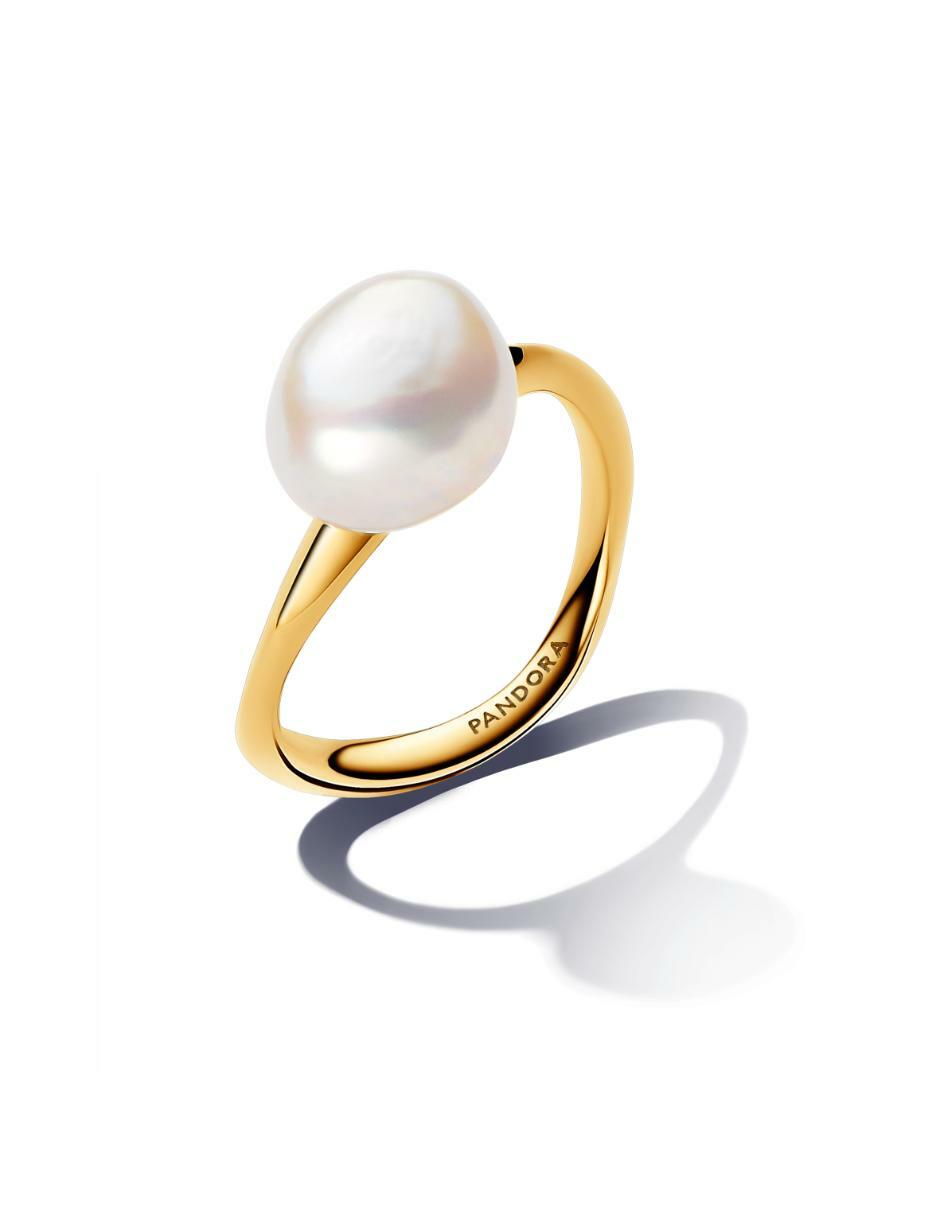 Anillo Essence de plata P 925 perla con acabado baño de oro 2