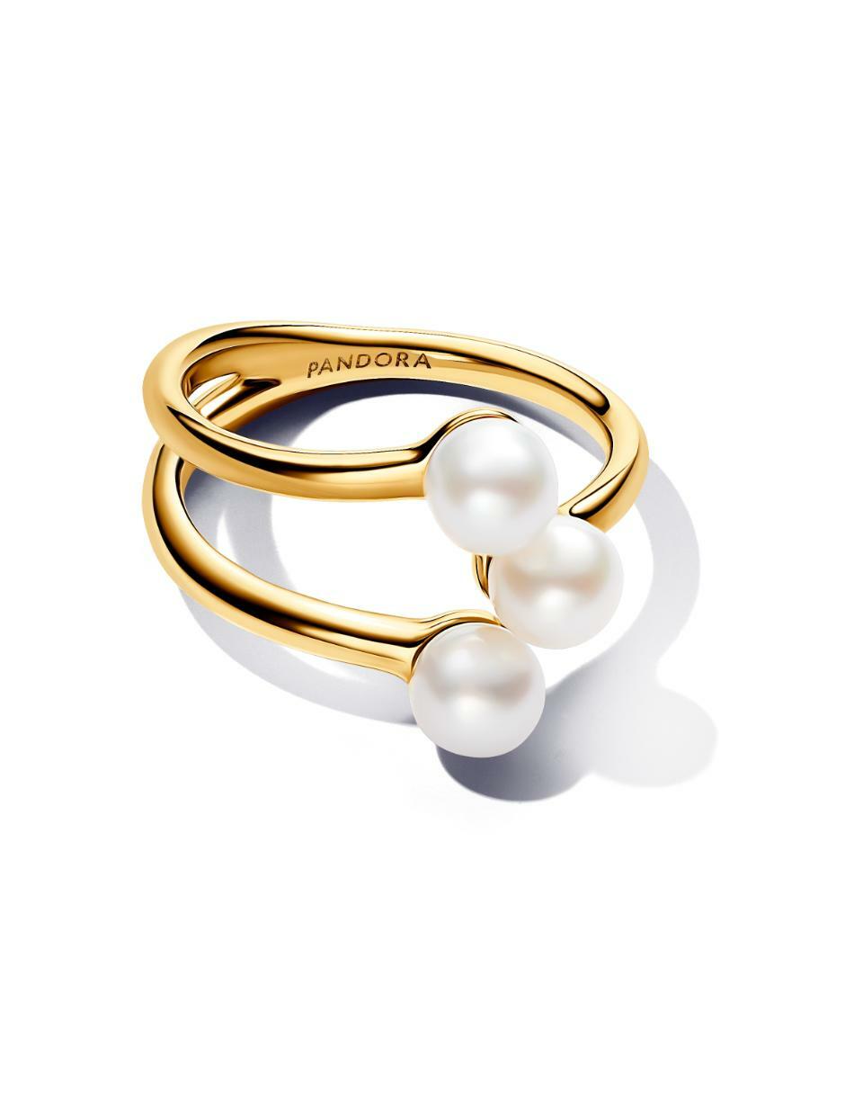 Anillo Essence de plata P 925 perla con acabado baño de oro 3