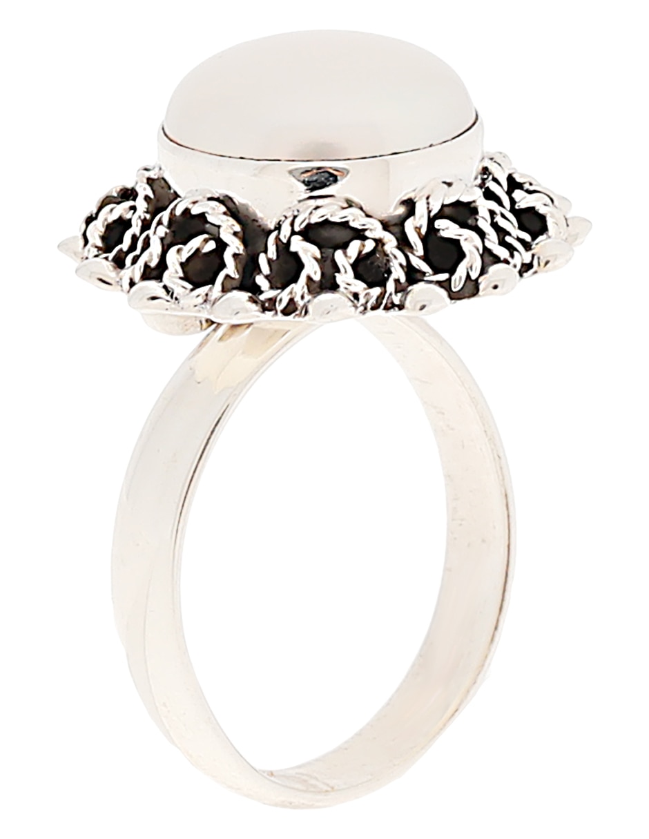 Anillo Perla Grecas P 925 de plata perla brillante 3