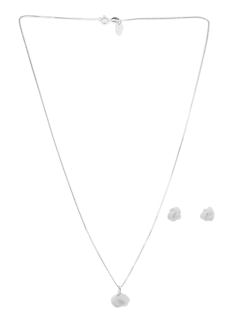 Aretes y collar redondos Torzal RD de plata P 925 Aretes y collar redondos Torzal RD de plata P 925