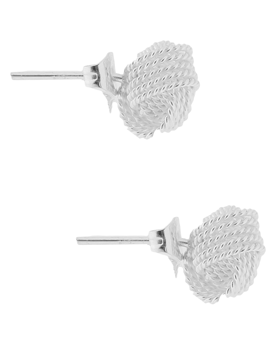 Aretes y collar redondos Torzal RD de plata P 925 4