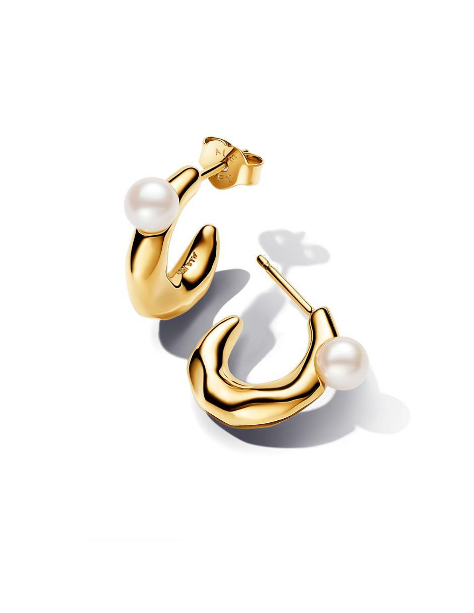 Aretes Essence de plata P 925 con acabado baño de oro perla