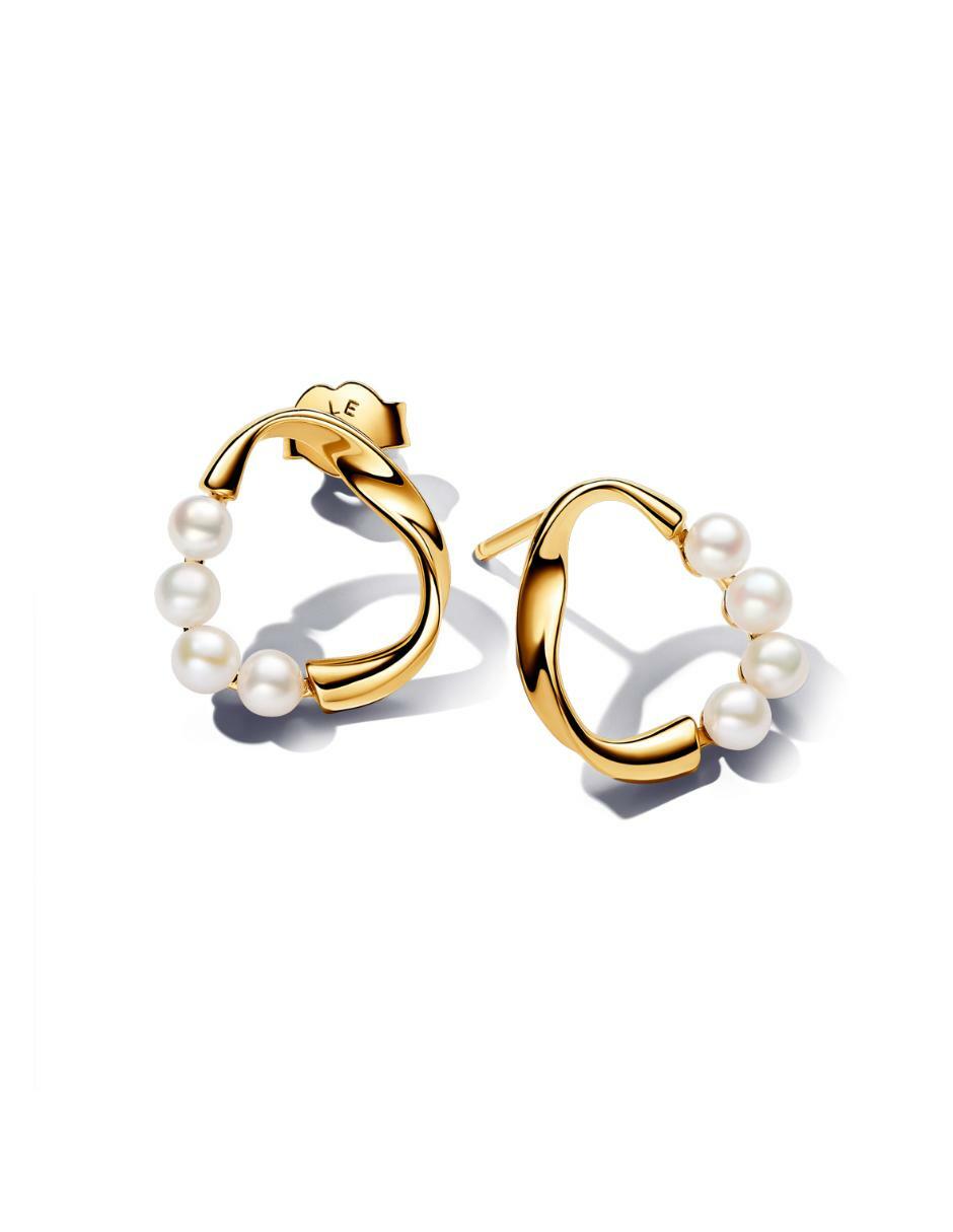 Aretes Essence de plata P 925 con acabado baño de oro perla