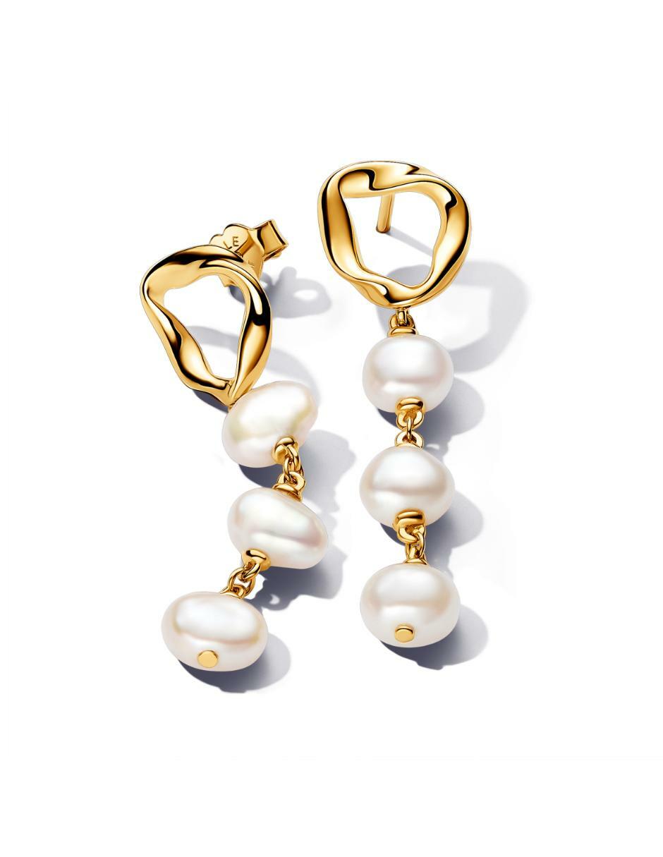 Aretes Essence de plata P 925 con acabado baño de oro perla