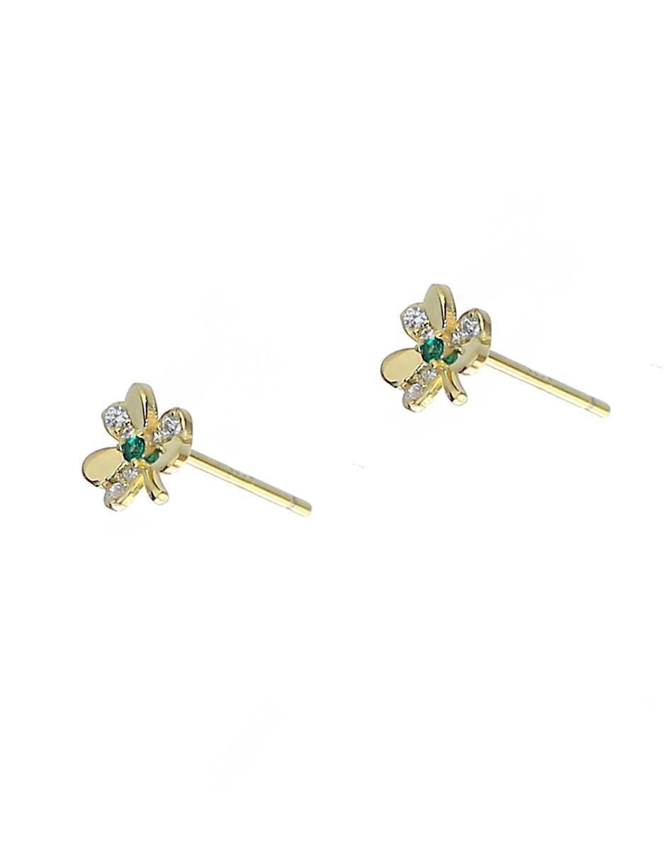 Broqueles de flor de plata P 925 con acabado chapa de oro circonita 2