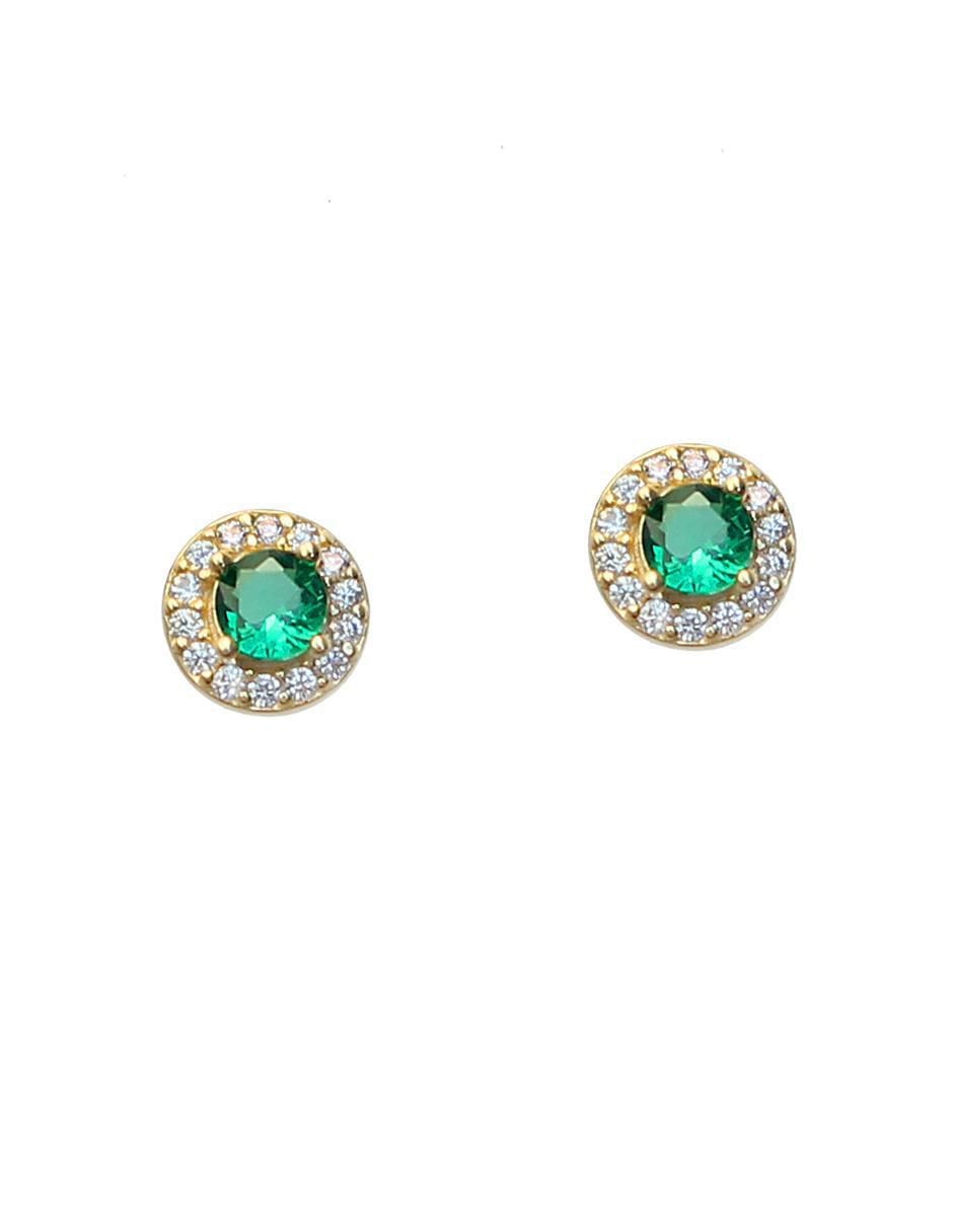 Aretes circulares de plata P 925 con acabado chapa de oro circonita Aretes circulares de plata P 925 con acabado chapa de oro circonita