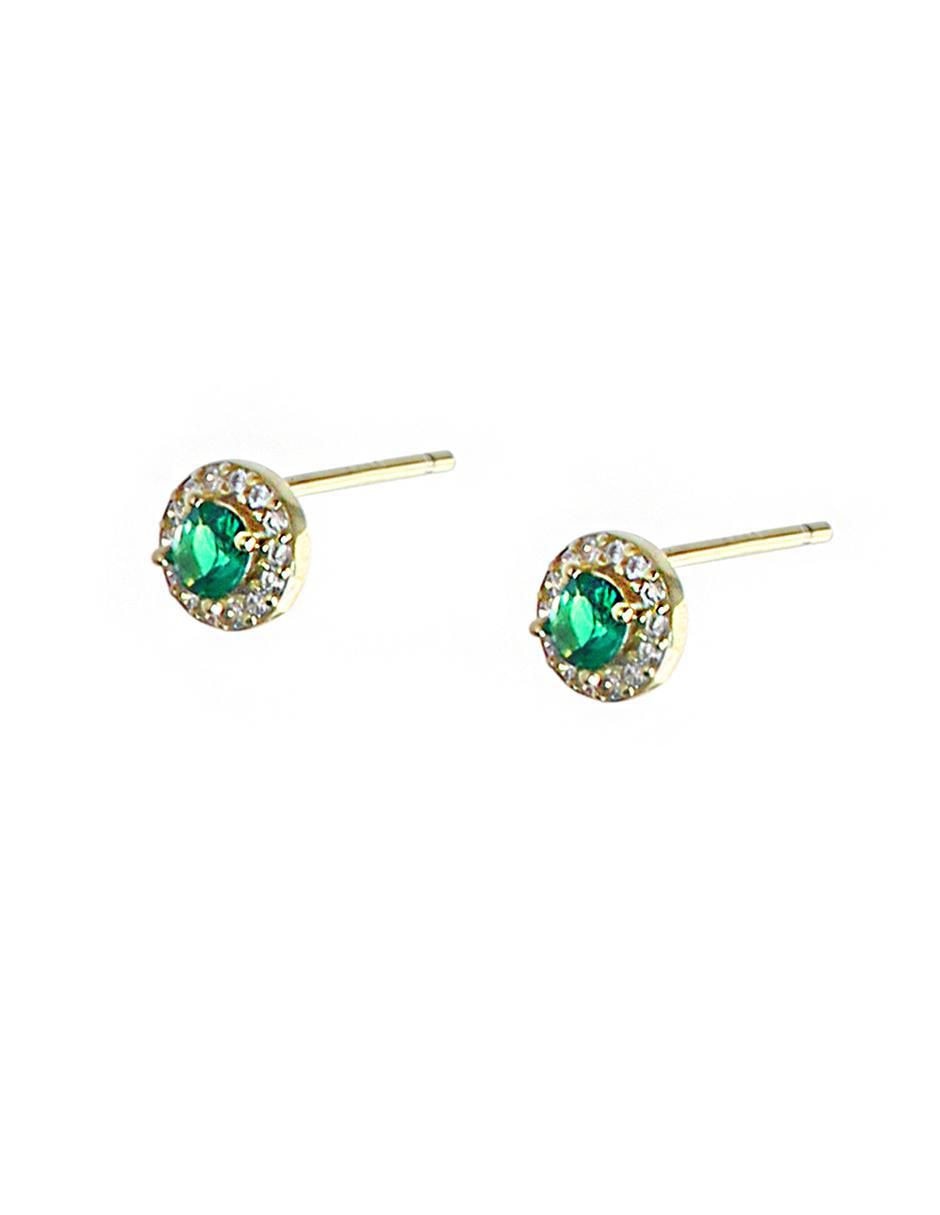 Aretes circulares de plata P 925 con acabado chapa de oro circonita 2