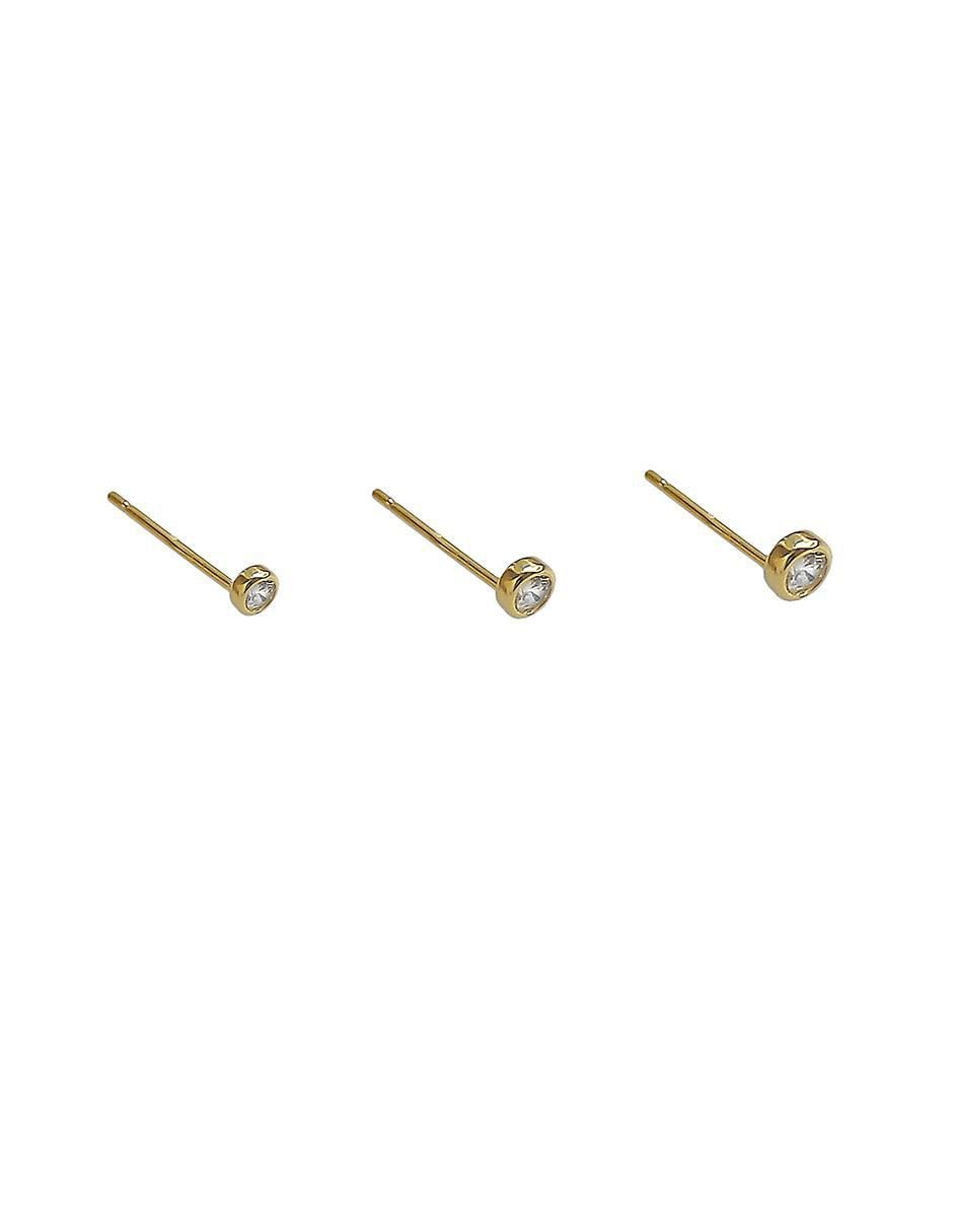 Set de aretes circulares de plata P 925 con acabado chapa de oro circonita 2