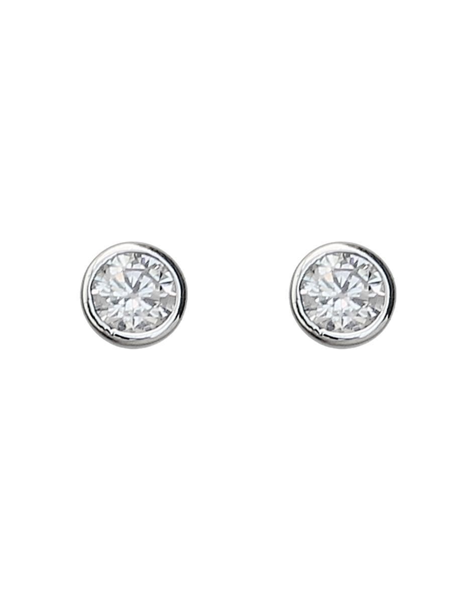 Broqueles circulares de plata P 925 con acabado baño rodio circonita Broqueles circulares de plata P 925 con acabado baño rodio circonita