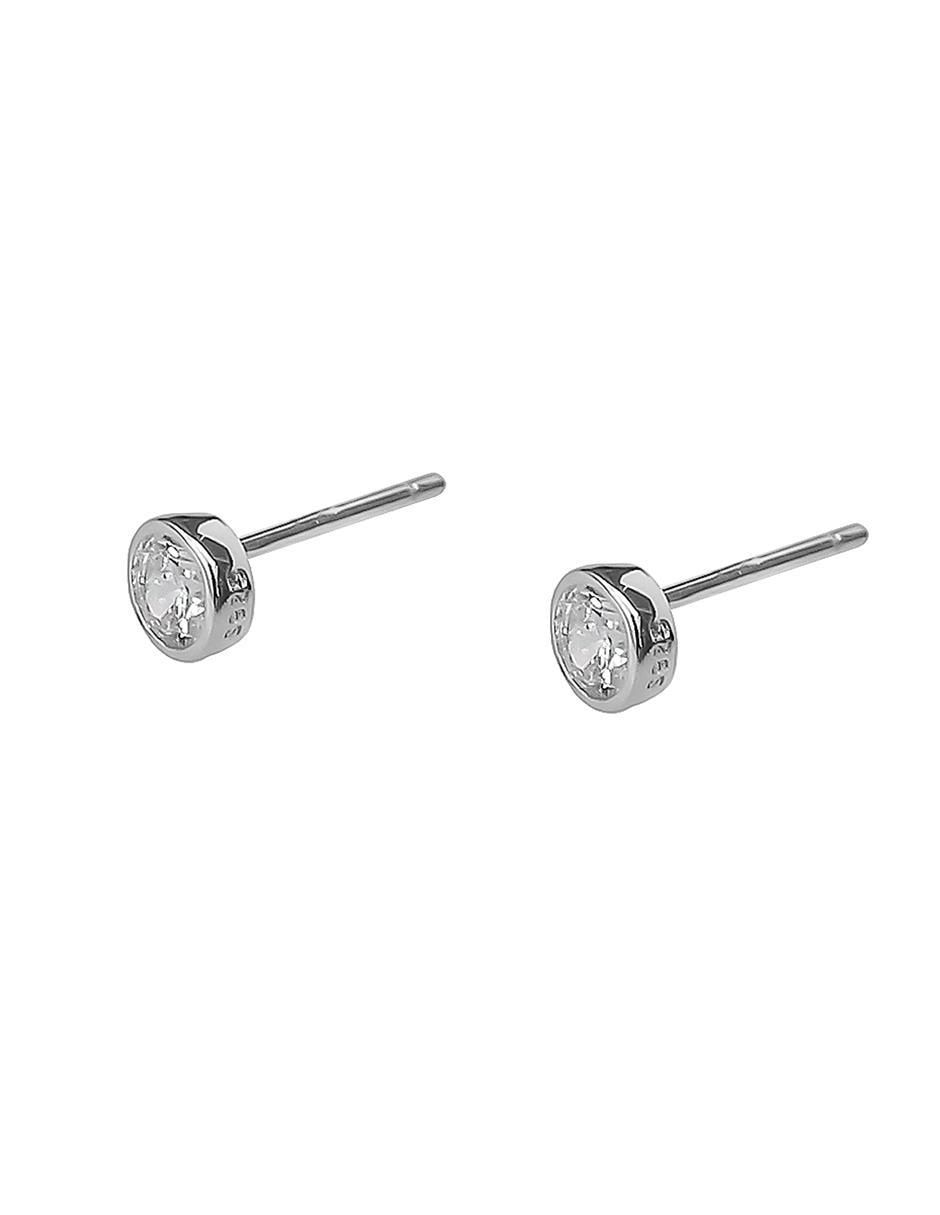 Broqueles circulares de plata P 925 con acabado baño rodio circonita 2