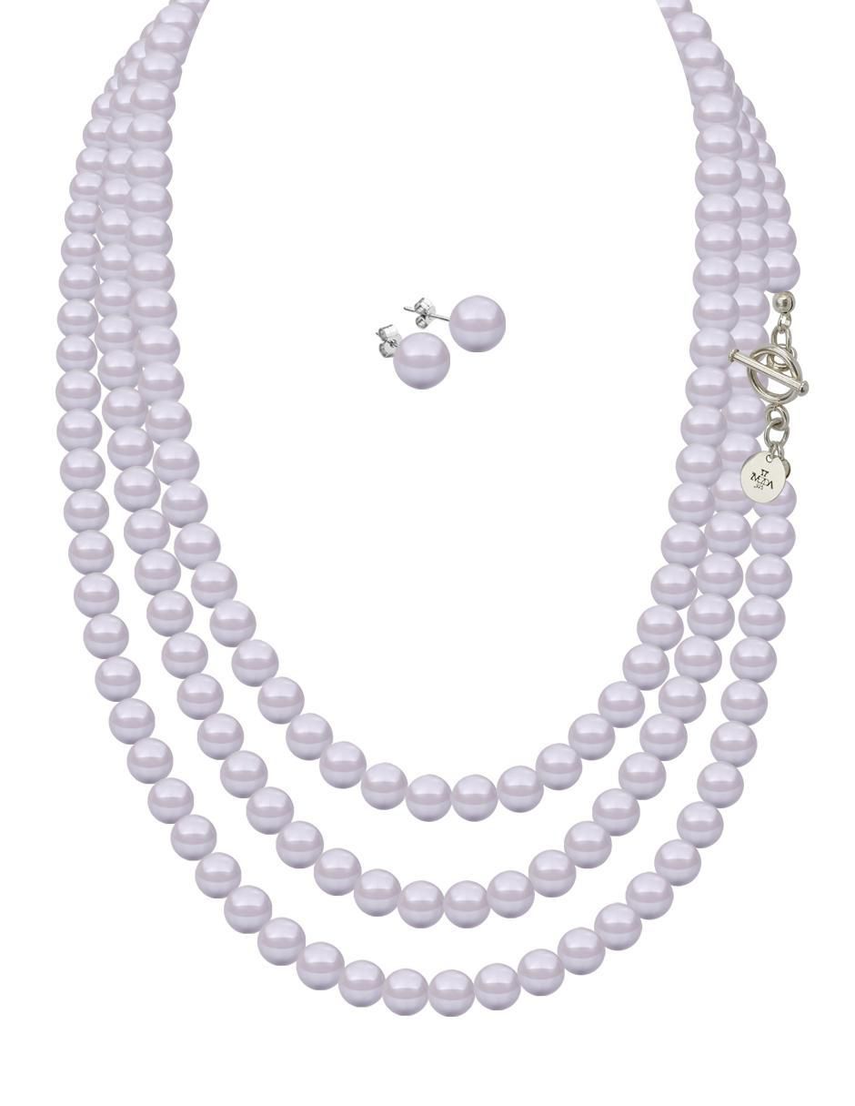 Aretes y collar circular Pearls de plata P925 cristal