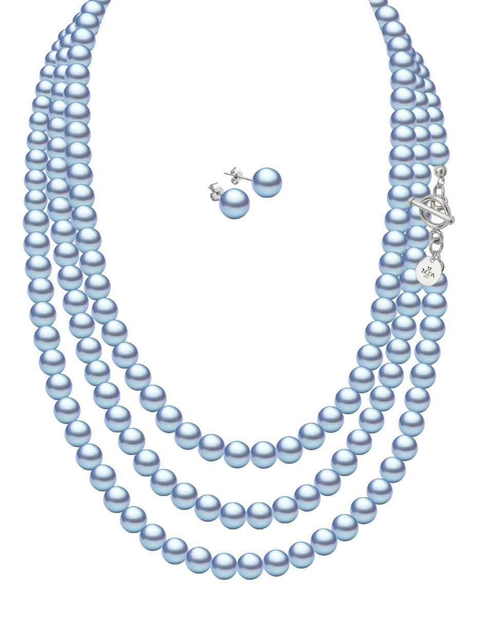 Aretes y collar circular Pearls de plata P925 cristal