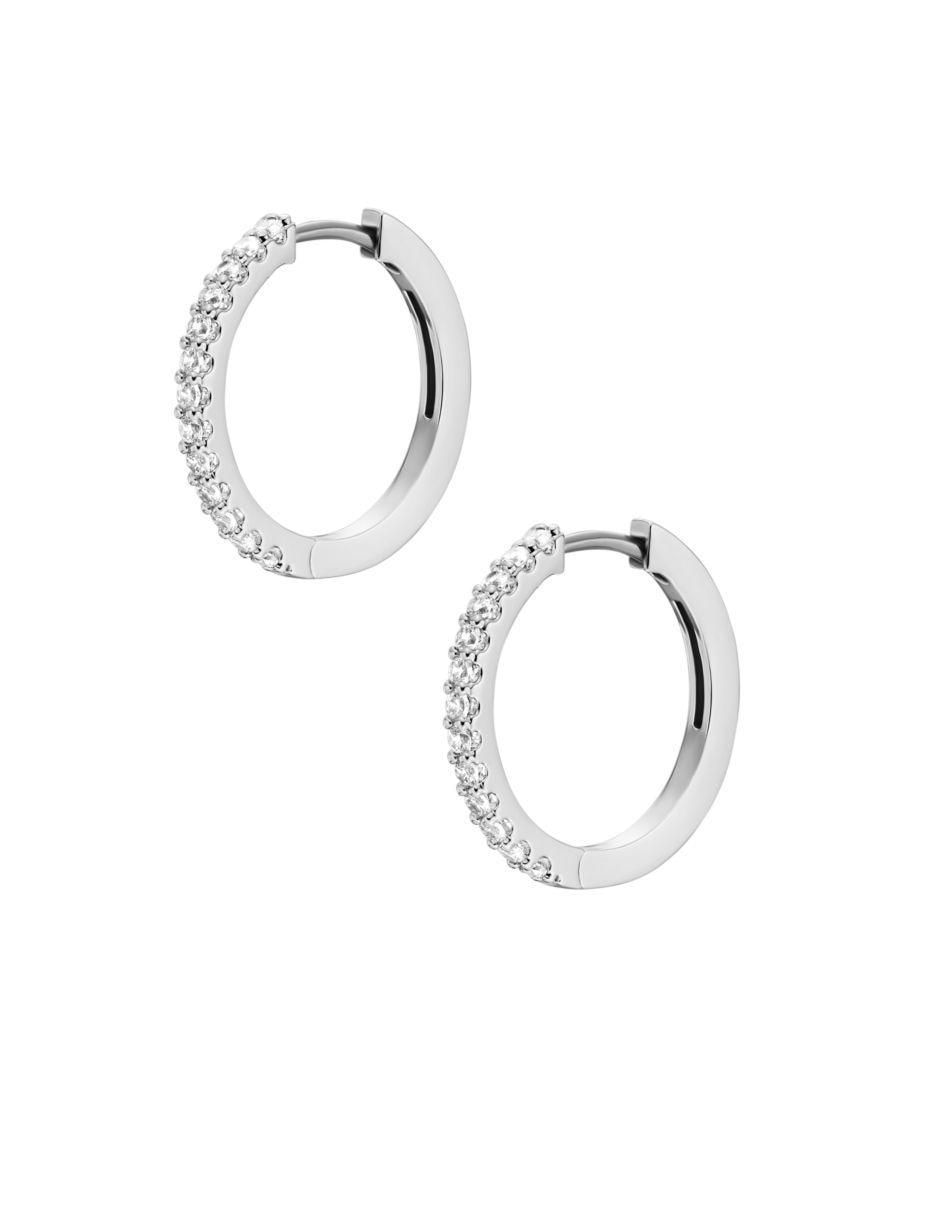 Aretes de aro ciruculares con acabado brillante cristal 2