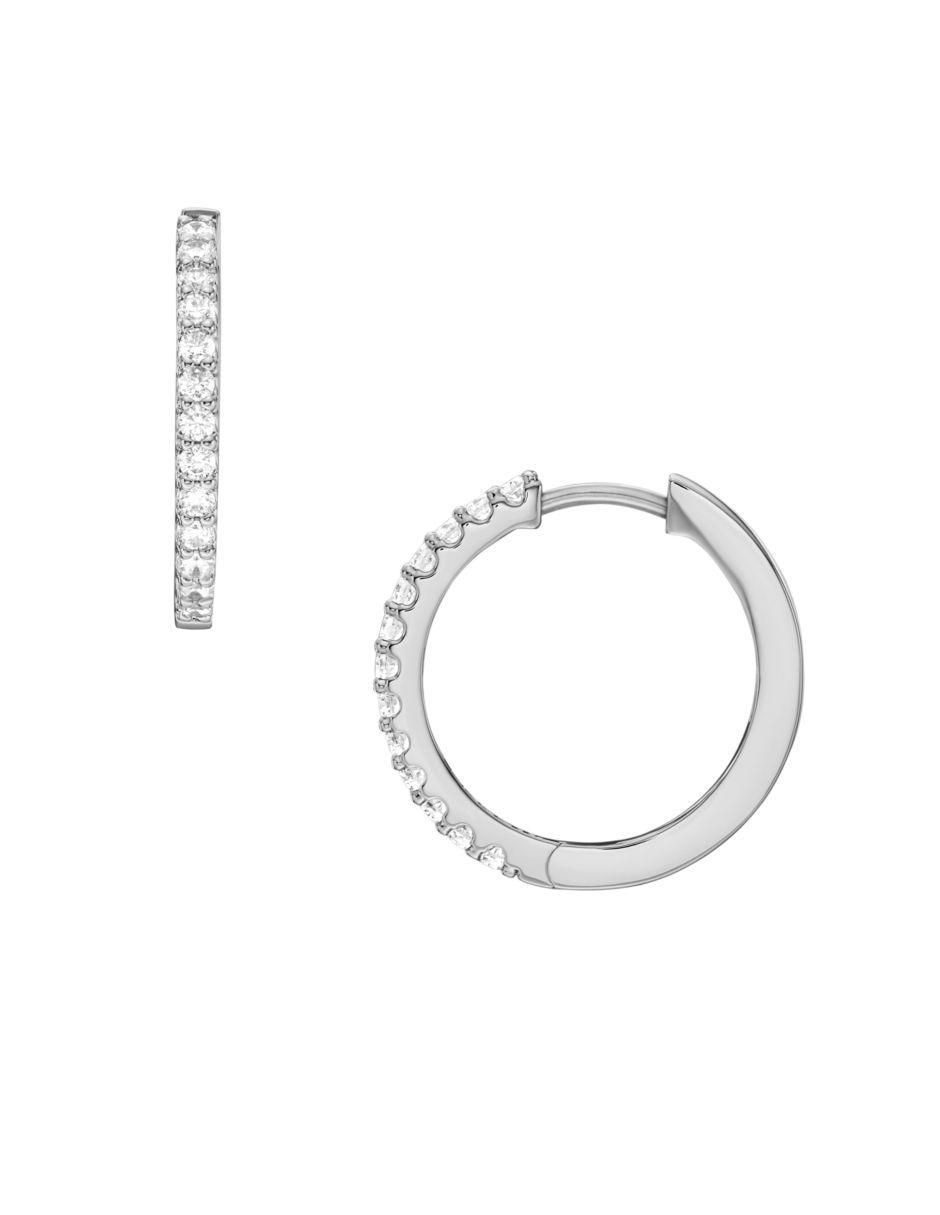 Aretes de aro ciruculares con acabado brillante cristal 5