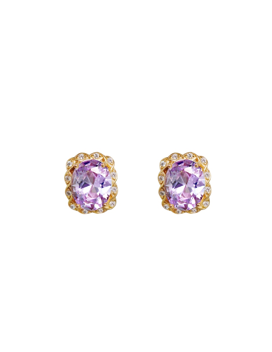 Broqueles ovalados de plata P 925 con acabado brillante zirconia 1
