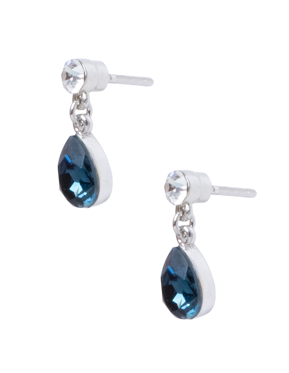 Aretes de gota con acabado brillante cristal 2