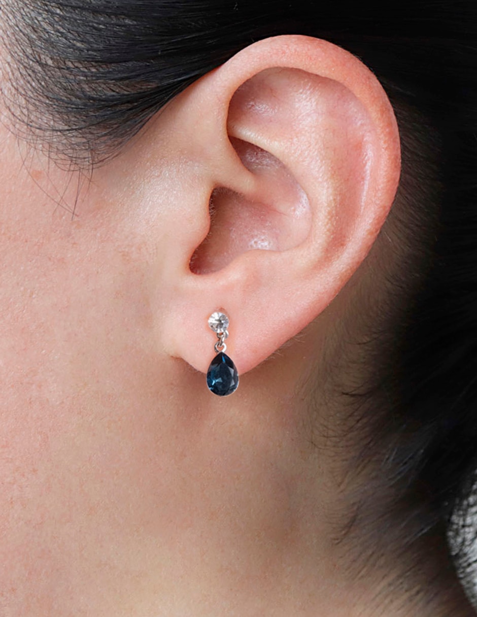 Aretes de gota con acabado brillante cristal 3