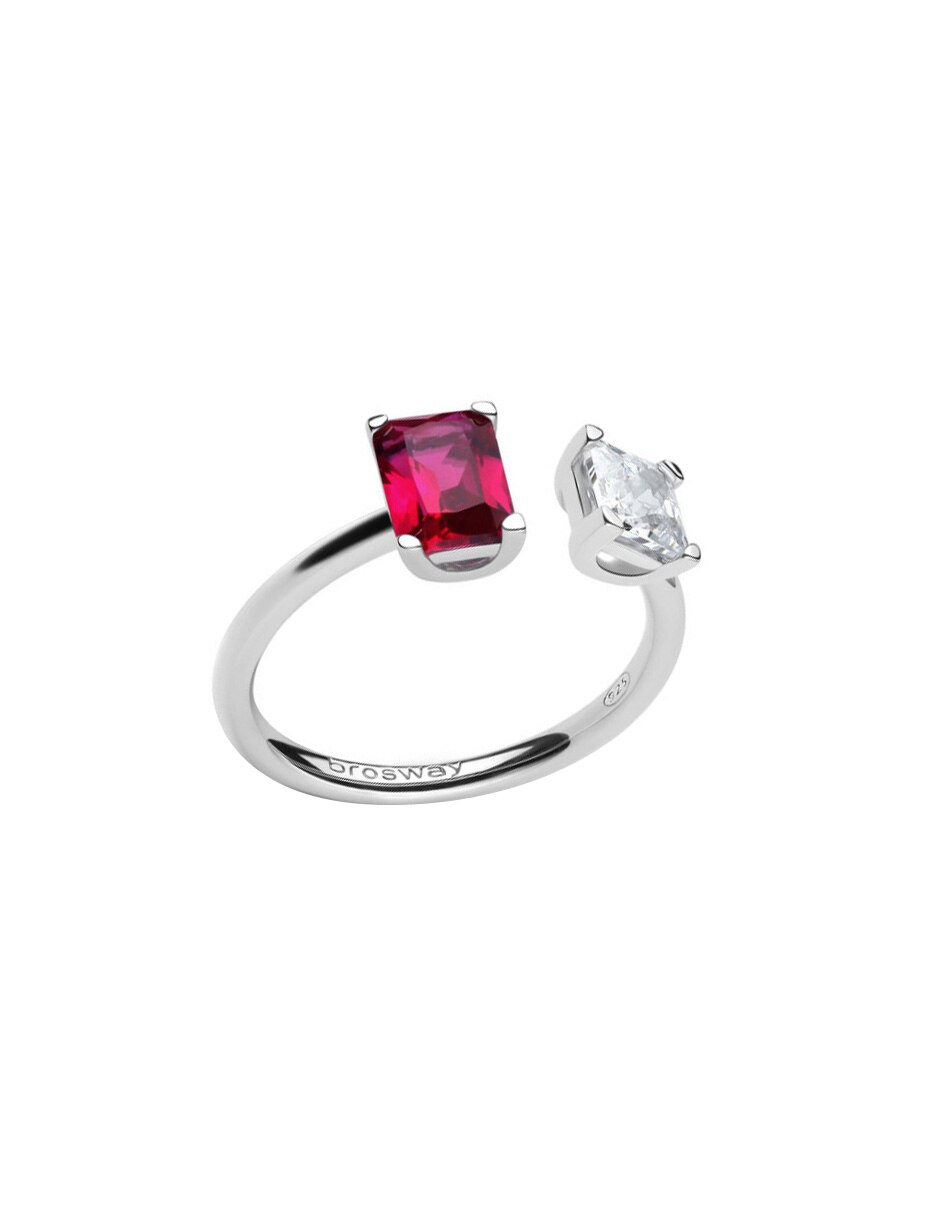 Anillo cuadrado Fancy Passion Ruby de plata zirconia brillante 1