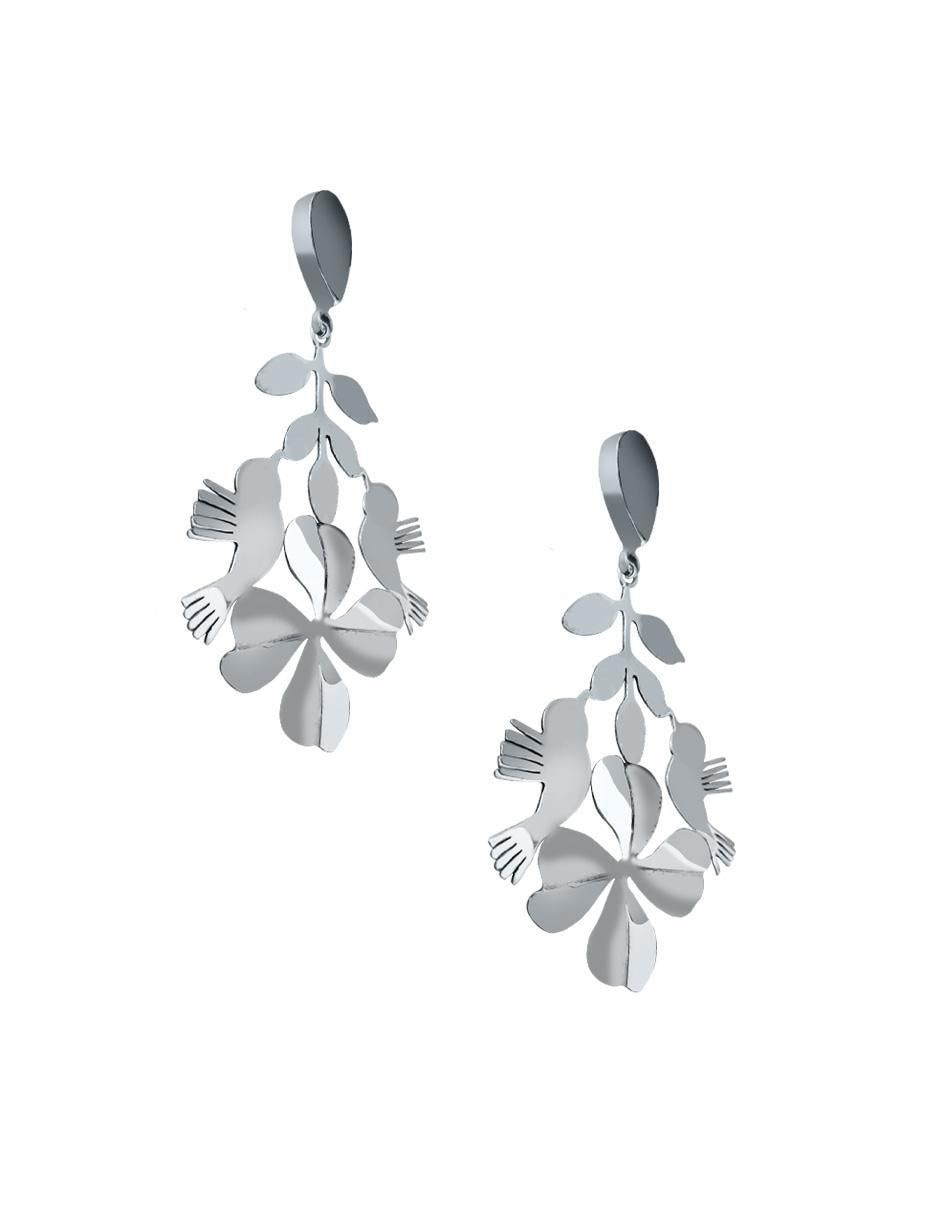 Aretes de colibrí Enrique Garcia Frida de plata P 925 con acabado plateado swarovski 3