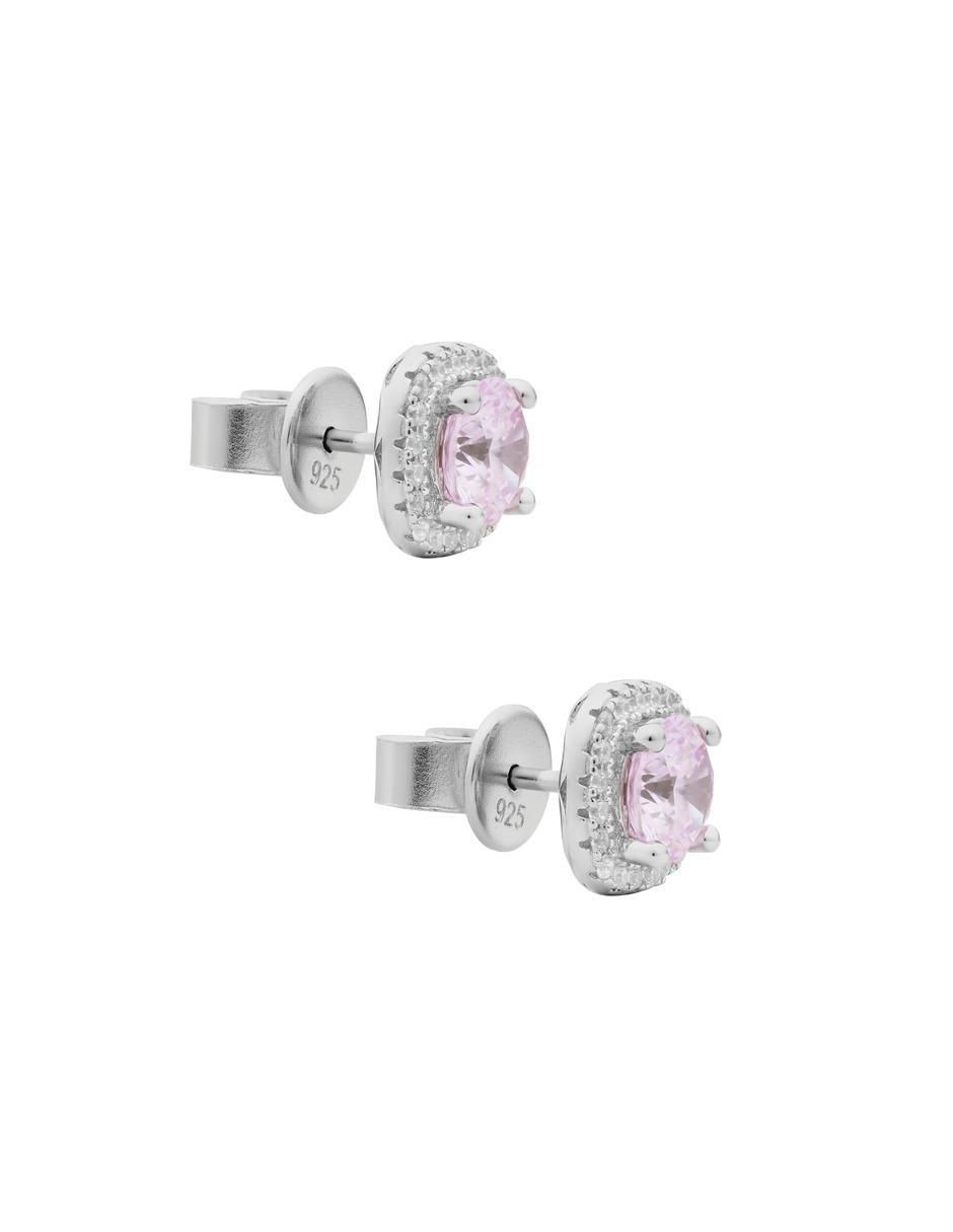 Broqueles circulares de plata P 925 con acabado plateado zirconia 2