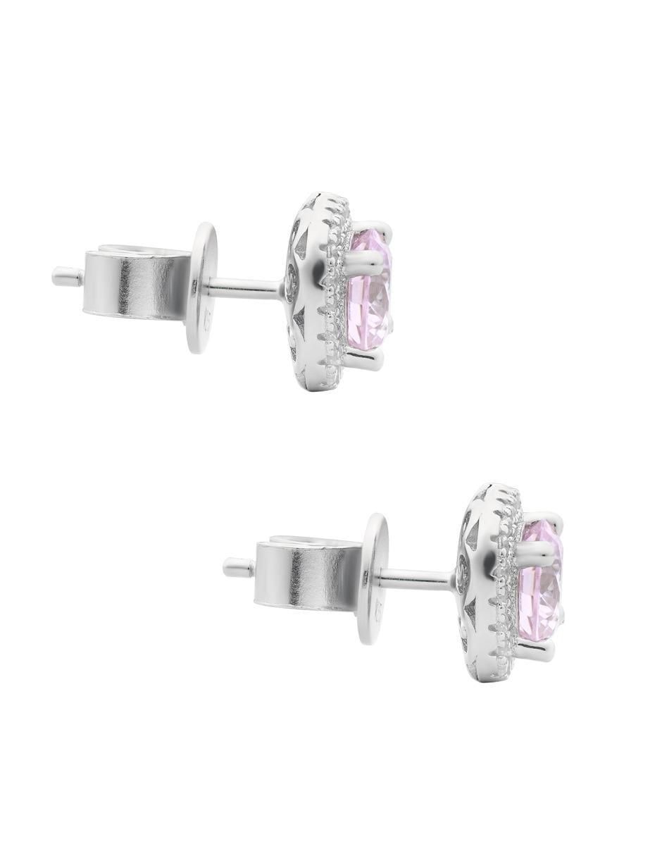 Broqueles circulares de plata P 925 con acabado plateado zirconia 3