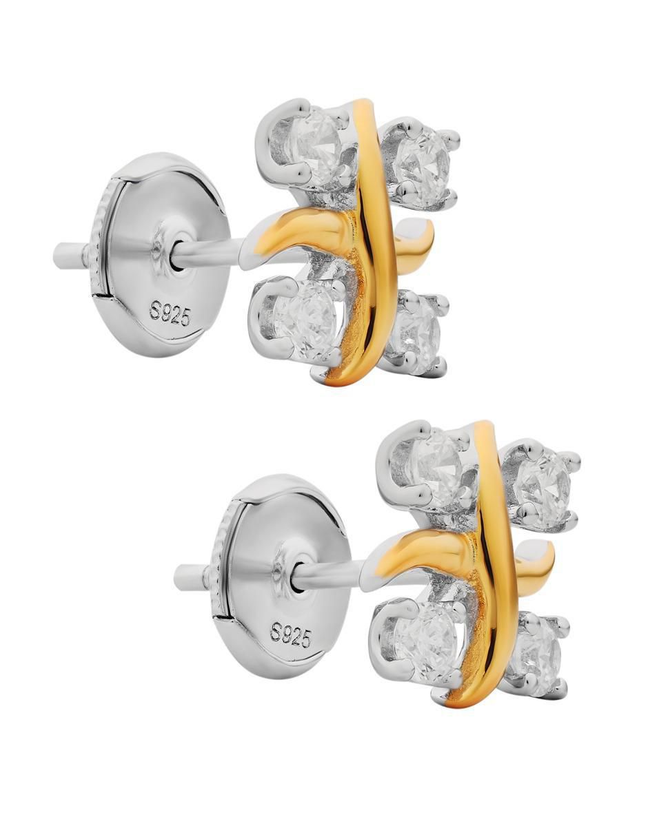 Broqueles cuadrados de plata P 925 con acabado plateado zirconia 2