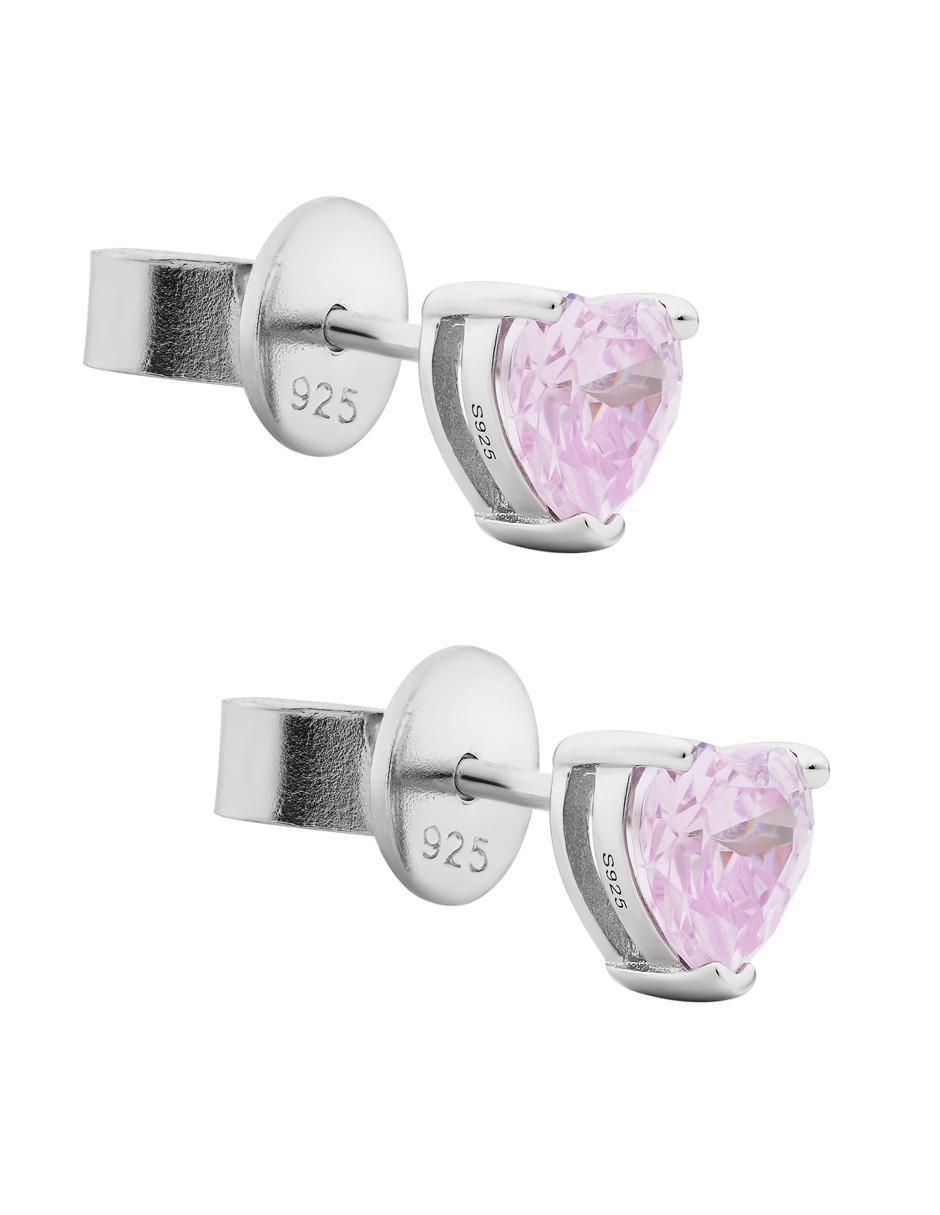 Broqueles de corazón de plata P 925 con acabado plateado zirconia 2