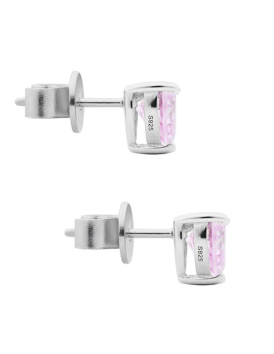 Broqueles de corazón de plata P 925 con acabado plateado zirconia 3