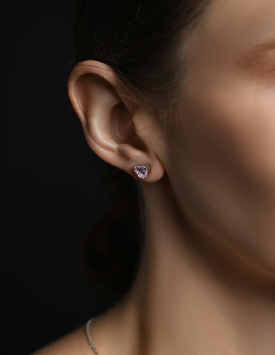 Broqueles de corazón de plata P 925 con acabado plateado zirconia 5